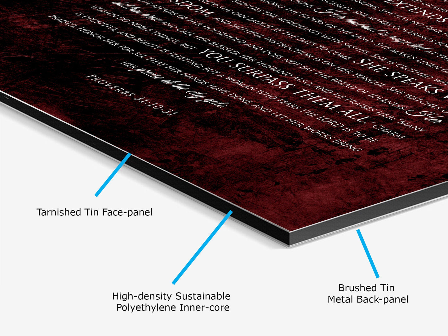 Prov 31 Religious Anniversary Gift, Personalized Scripture on Tin - HoneycombProverbs - Religious Home & Decor - Christian Wall Art