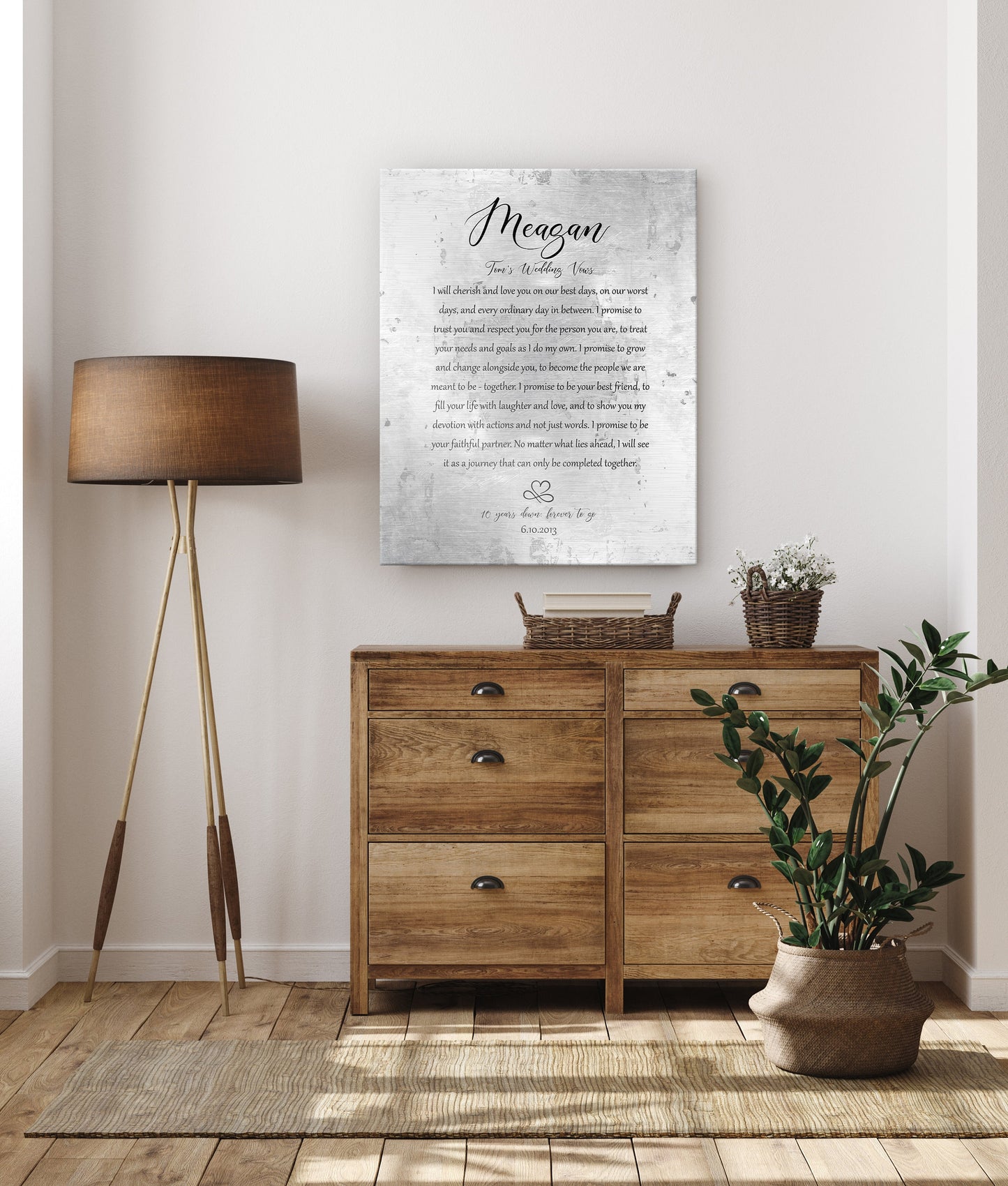 Ready to hang tin sign with wedding vows