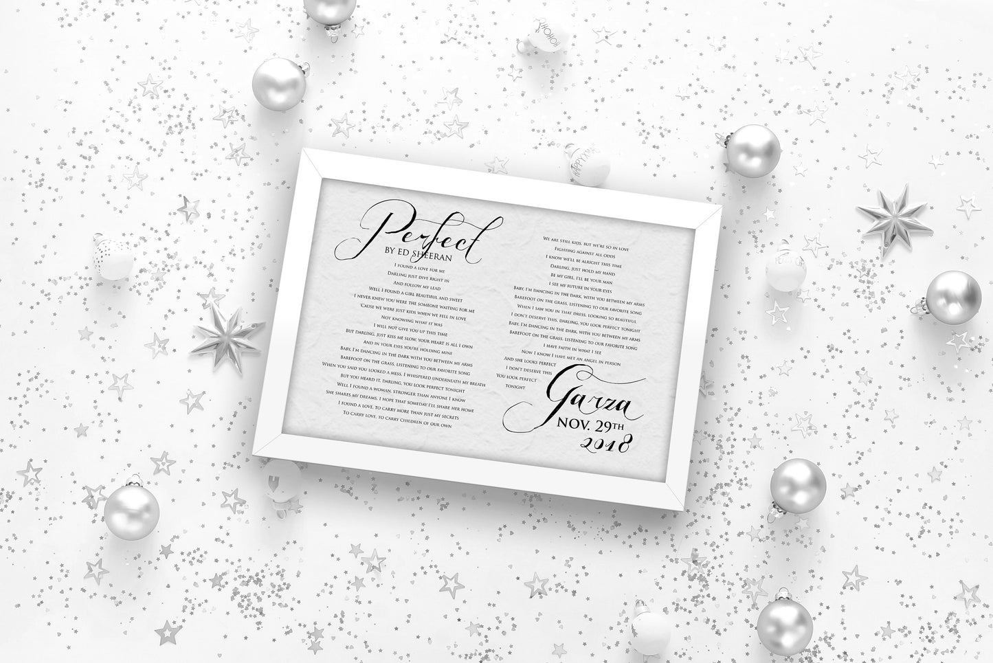 1st, Christmas, Gift, Wedding Song, First, Dance, Lyrics, framed, print, anniversary, gift, for, wife, husband, him, her, couples, gifts