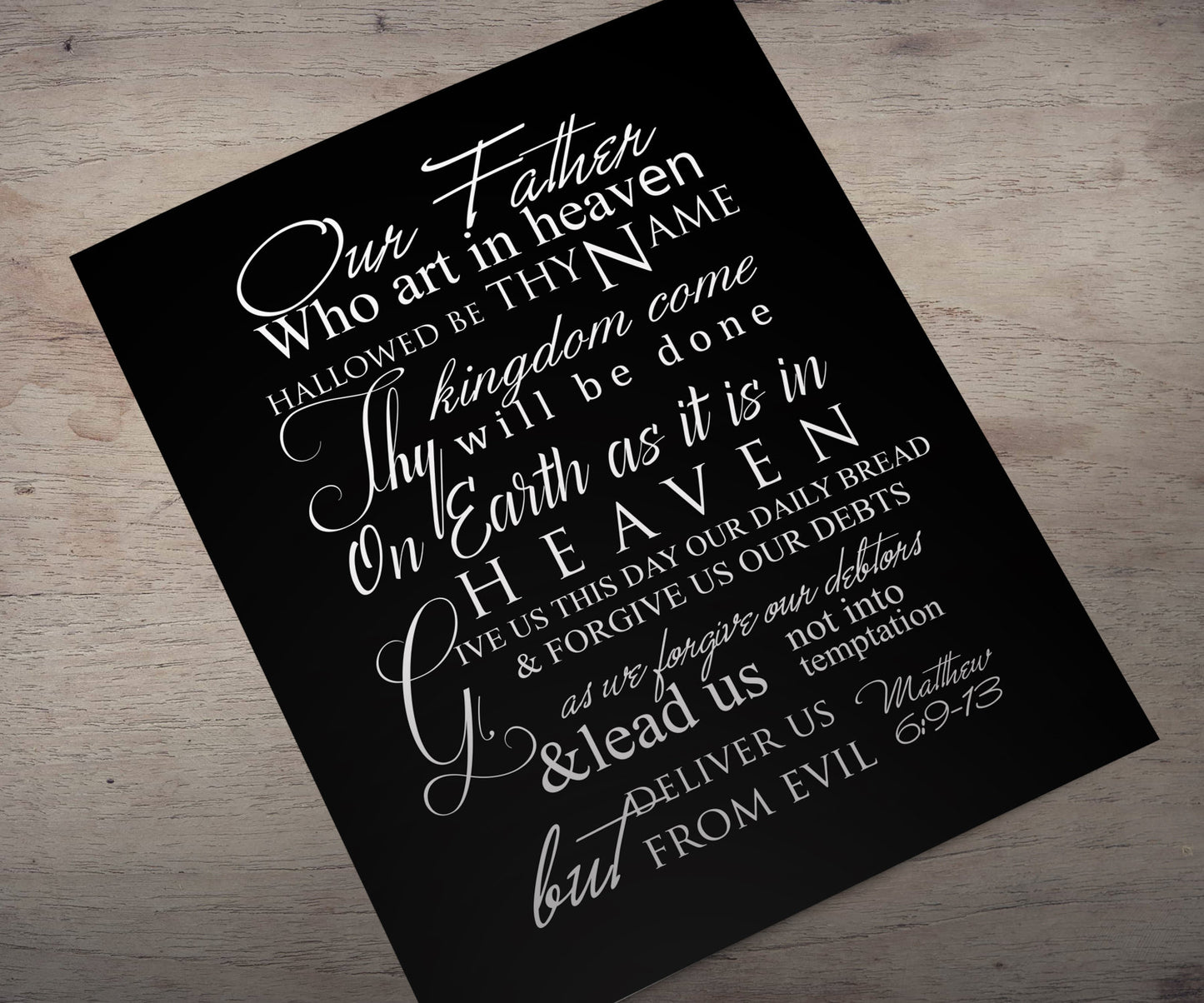 The Lord's Prayer Framed Decor, Christian Wall Art,Inspirational Decor, Our Father Who Art in Heaven, Mathew 6, Popular Christian Prayer,