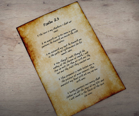 Framed Psalm 23, Old World Parchment Decor, The Lord is My Shepherd, Christian Decoration for Home, Popular Framed Passages, Scripture Print