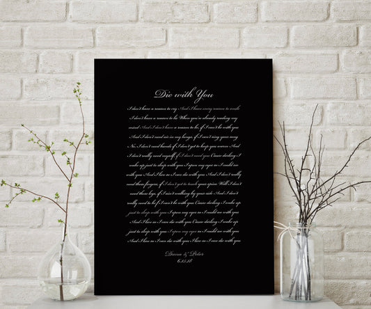 Canvas Song Print, Custom Bedroom Decor, Wife anniversary gift, Romantic Bedroom Wall decor, His and Her Personalize, Wedding Date Print