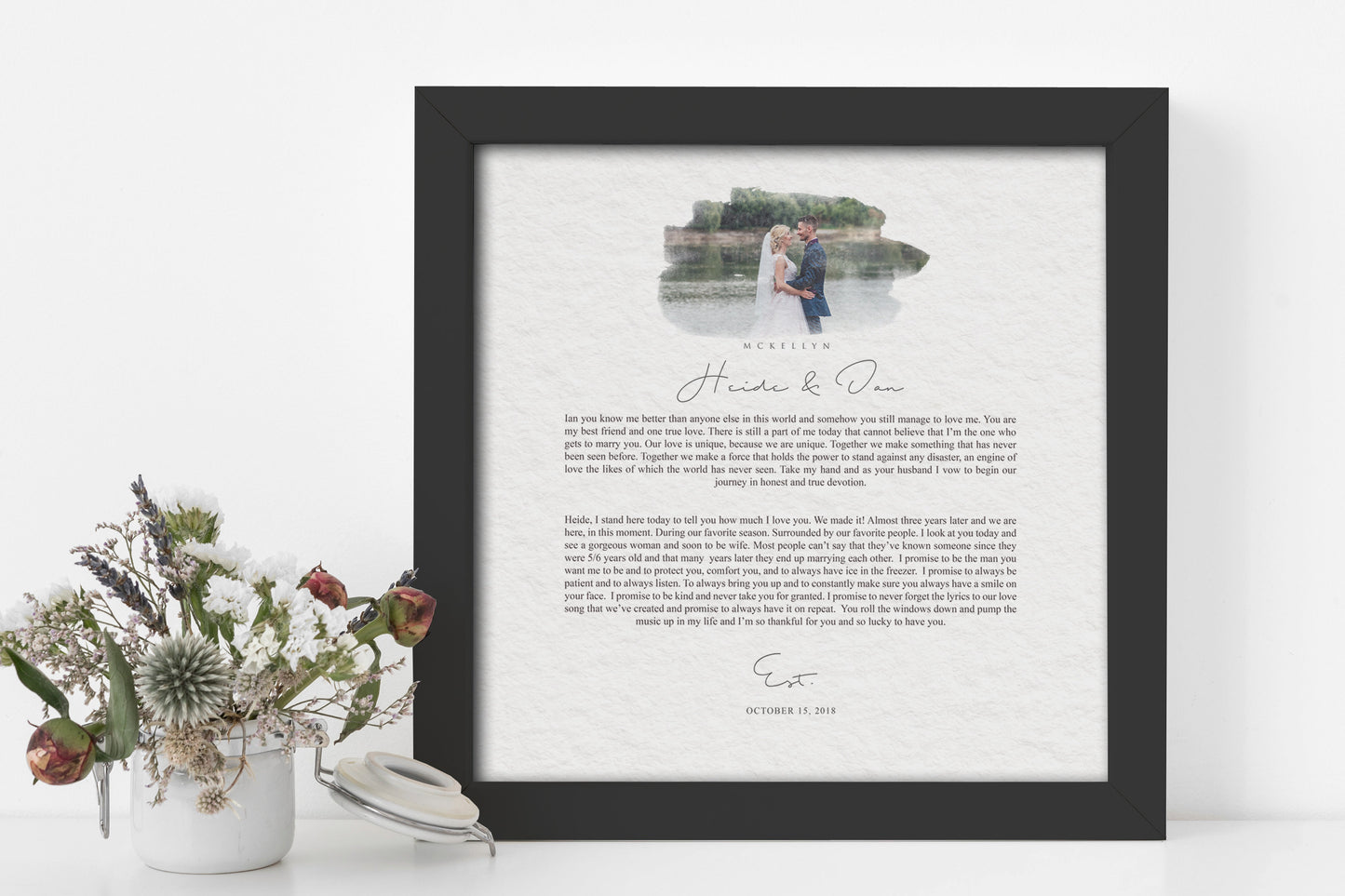 Personalized Wedding Vow Framed Photo Gift