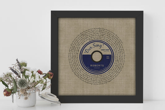 Belgian Linen, Framed First Dance Song Lyric Record