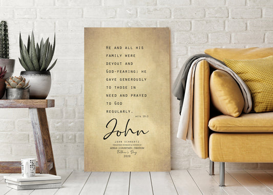 Personalized Father's Day gift, Gift for Son, Personalized Gift for Husband, Acts 10:2, Husband Gift, for dad from kids, Father's day Gift