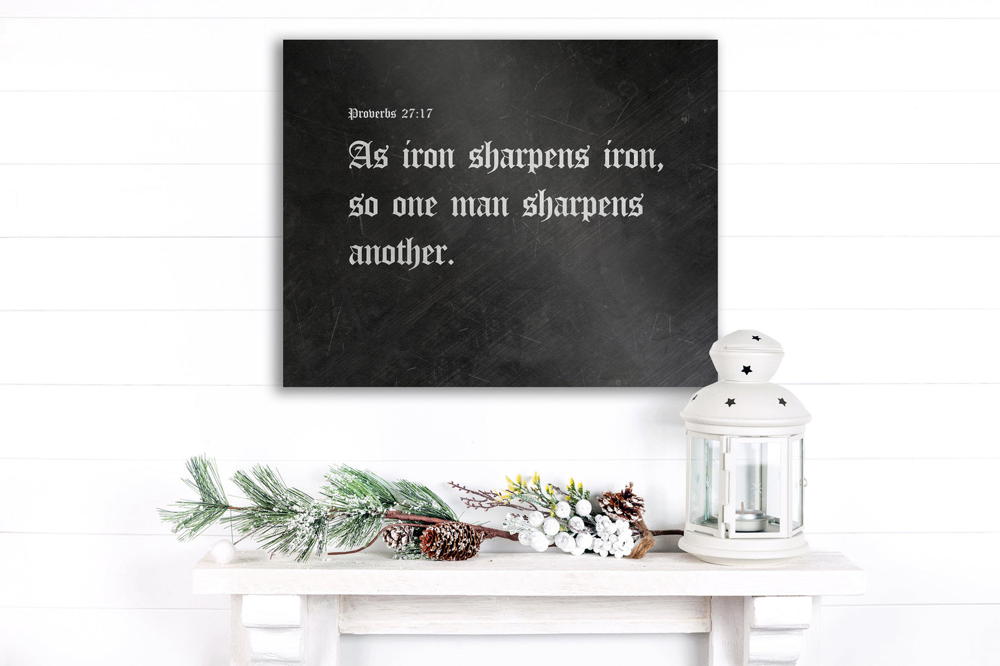 Iron Sharpens Iron, Iron Gift, Old English, Metal Sign, Scripture Sign, Gift, for him, for men, for husband, 6 Year Anniversary, Prov 27:17,