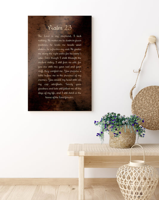 Psalm 23, Christian Gift, Burnished Bronze, Metal Print, Gift, for him, for her, Pastor Gift, Christian Gift, Scriptures, Sign, Bible Art
