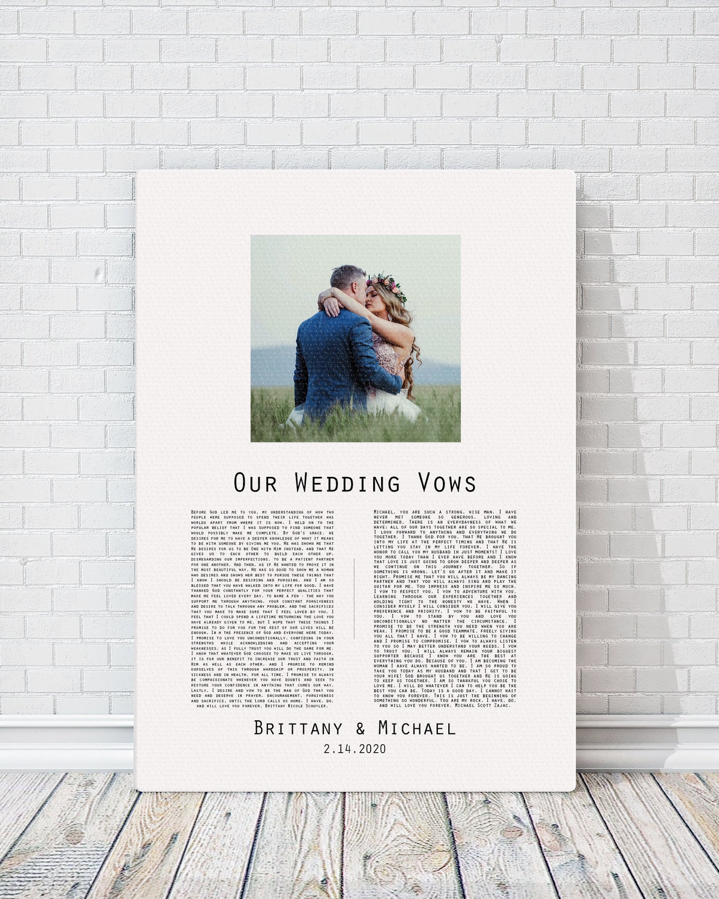 Our Vows on Cotton, Vow Anniversary Gift, Photo Canvas with text, Cotton Gift, Custom Vow Art, Romantic Photo Gift, Wedding Vow print