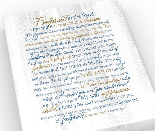 Footprints in the Sand, Canvas print, Christian wall art, gift, religious decor, one night I had a dream, beach house art