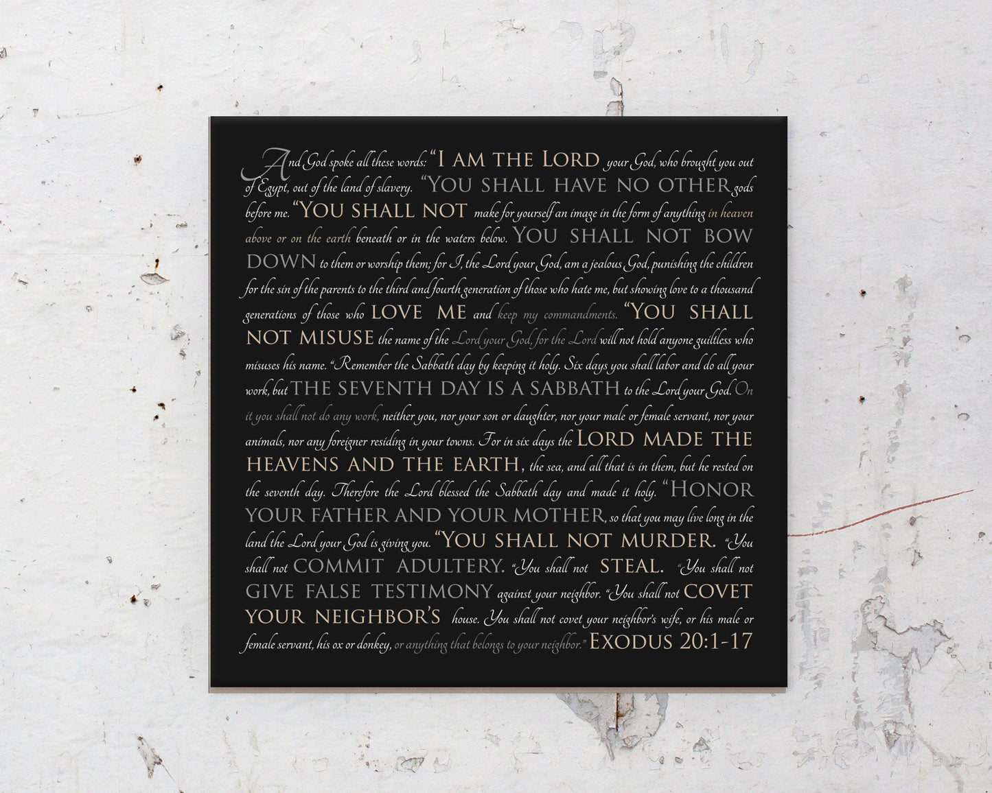 The 10 Commandments or Custom Scripture Wall Decor - HoneycombProverbs - Giclée - Christian Wall Art