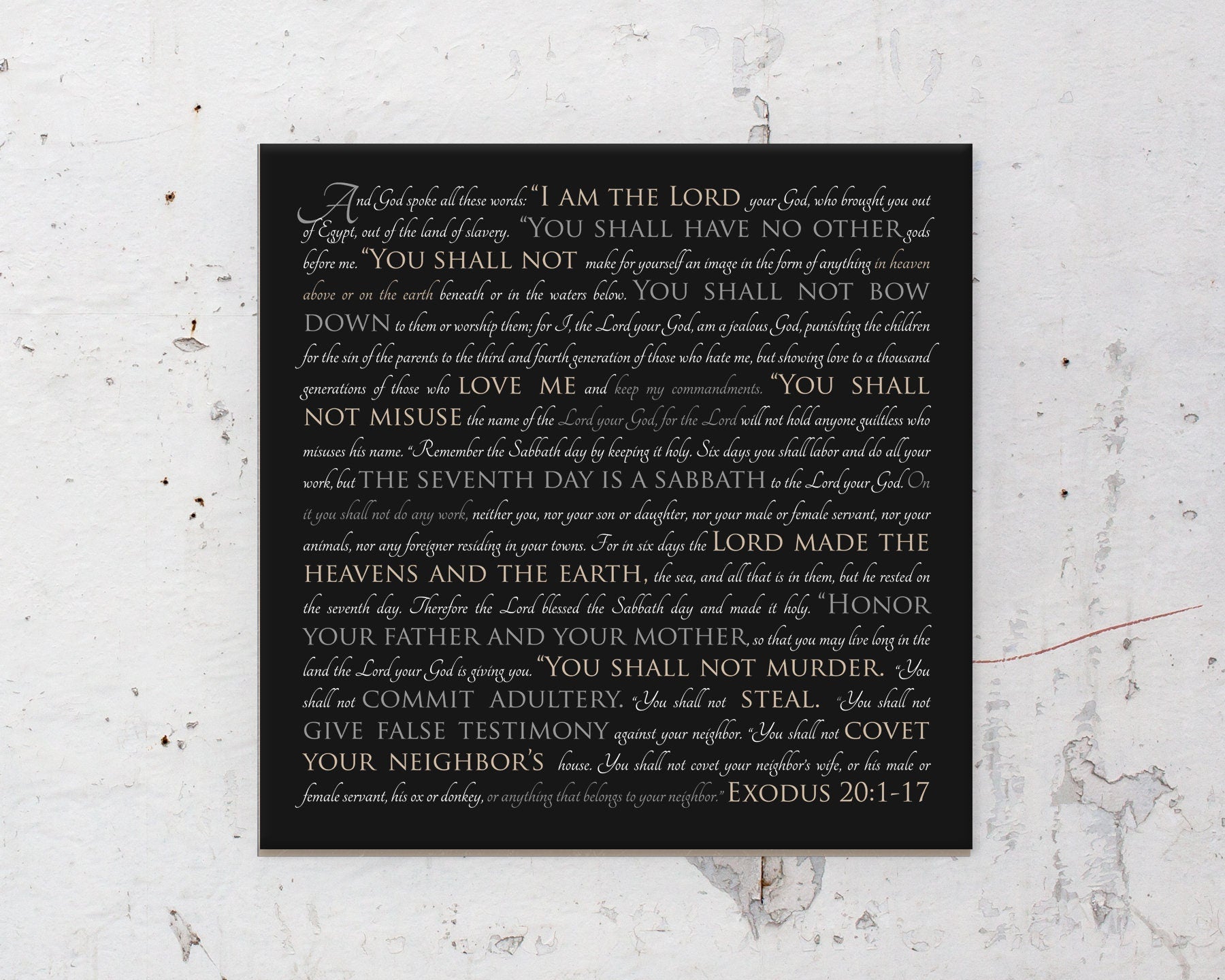 The 10 Commandments or Custom Scripture Wall Decor - HoneycombProverbs - Giclée - Christian Wall Art