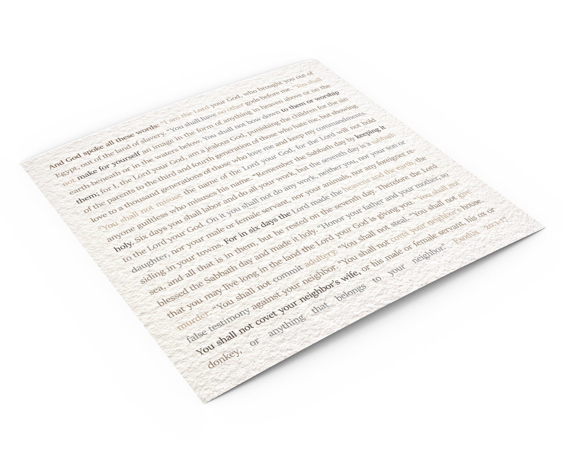 The 10 Commandments Custom Scripture Bible Verse Decor - HoneycombProverbs - Giclée - Christian Wall Art