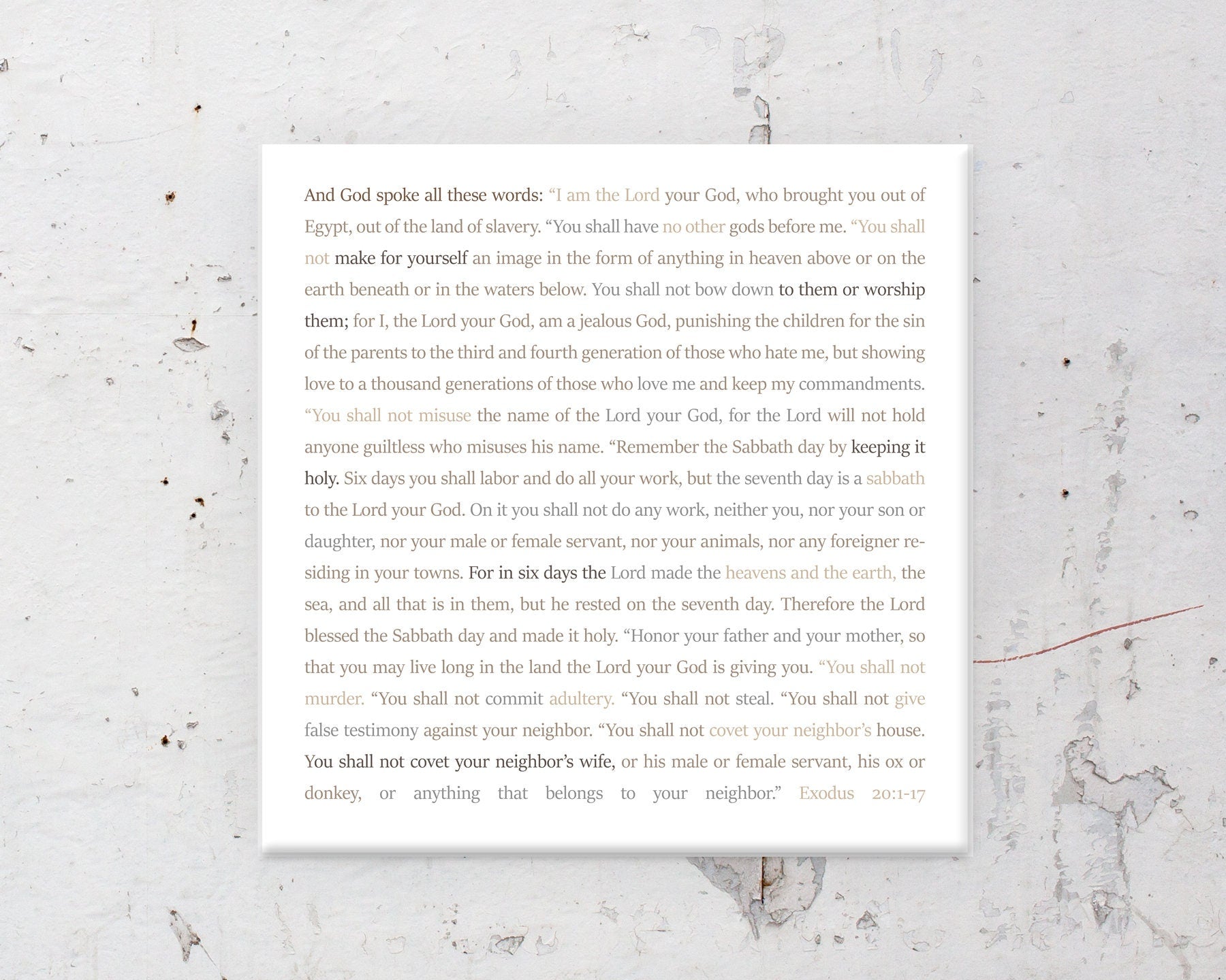 The 10 Commandments Custom Scripture Bible Verse Decor - HoneycombProverbs - Giclée - Christian Wall Art