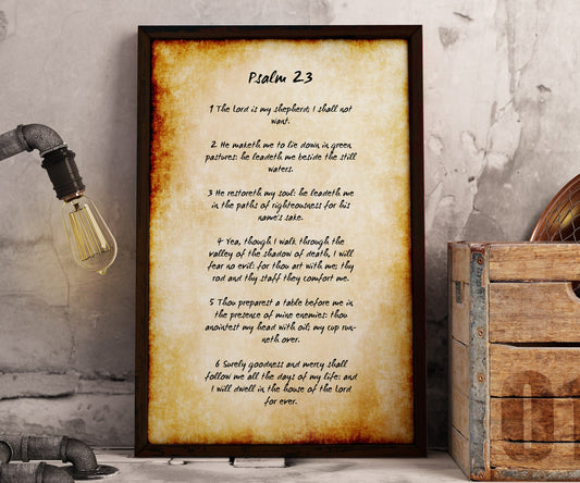 Framed Rustic Psalm 23 Art - HoneycombProverbs - Giclée - Christian Wall Art