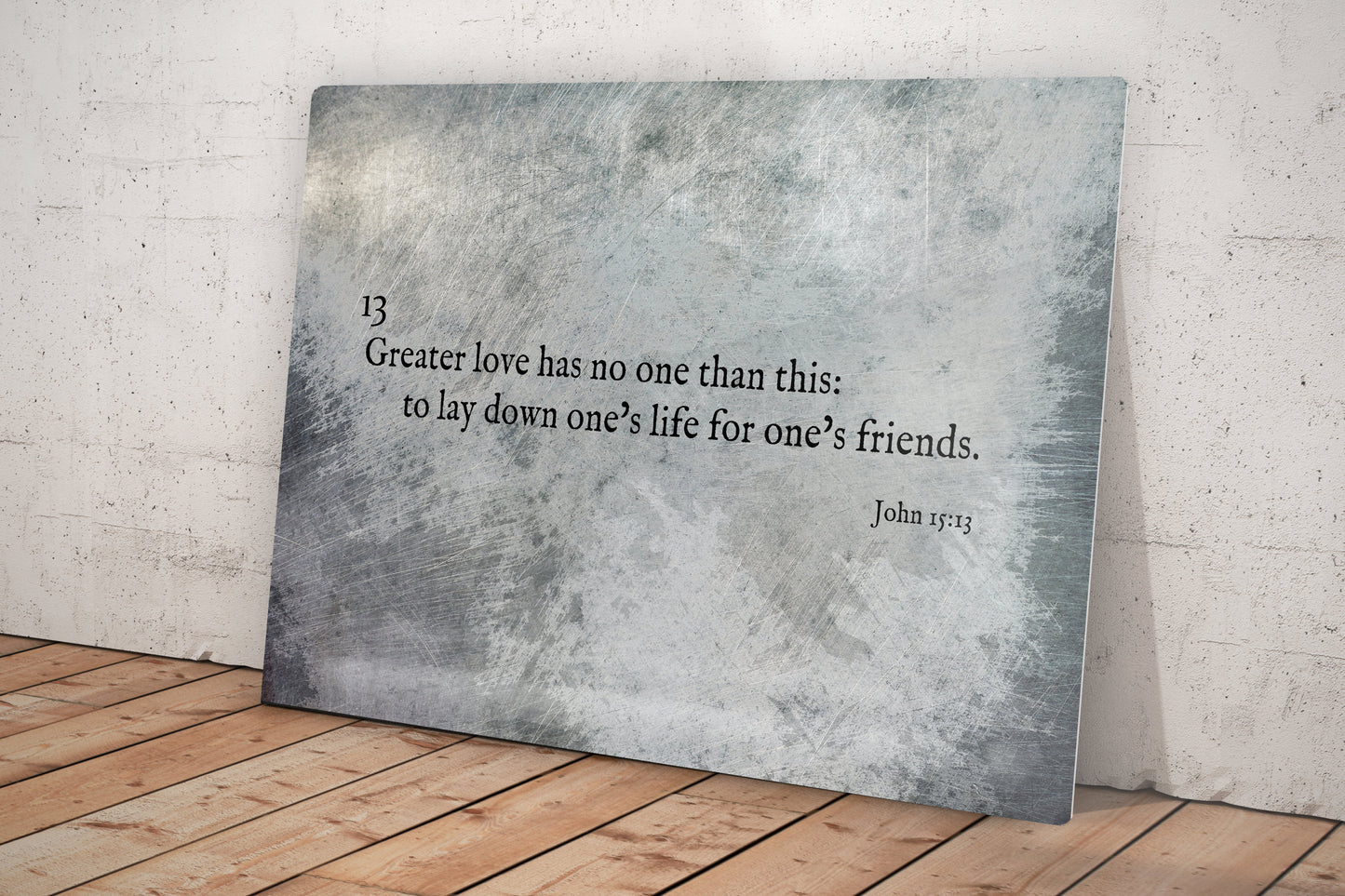 John 15:13, Grunge Scripture Art on Metal - HoneycombProverbs - Wall Decor - Christian Wall Art
