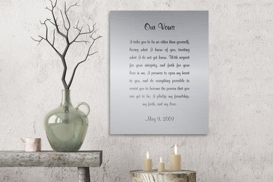 Wedding Vows Printed on Metal - HoneycombProverbs - - Wedding Vow Wall Art