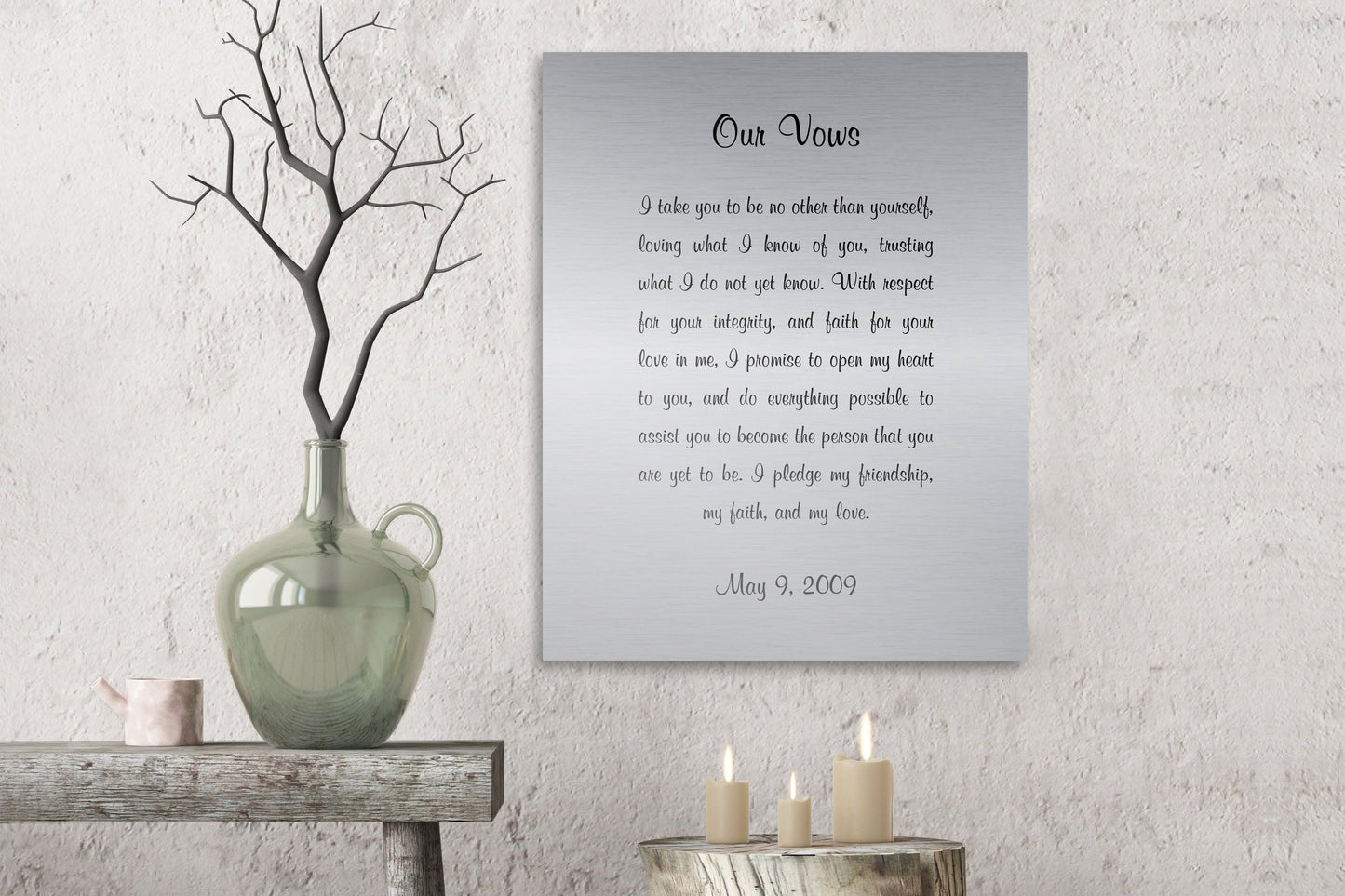 Wedding Vows Printed on Metal - HoneycombProverbs - - Wedding Vow Wall Art