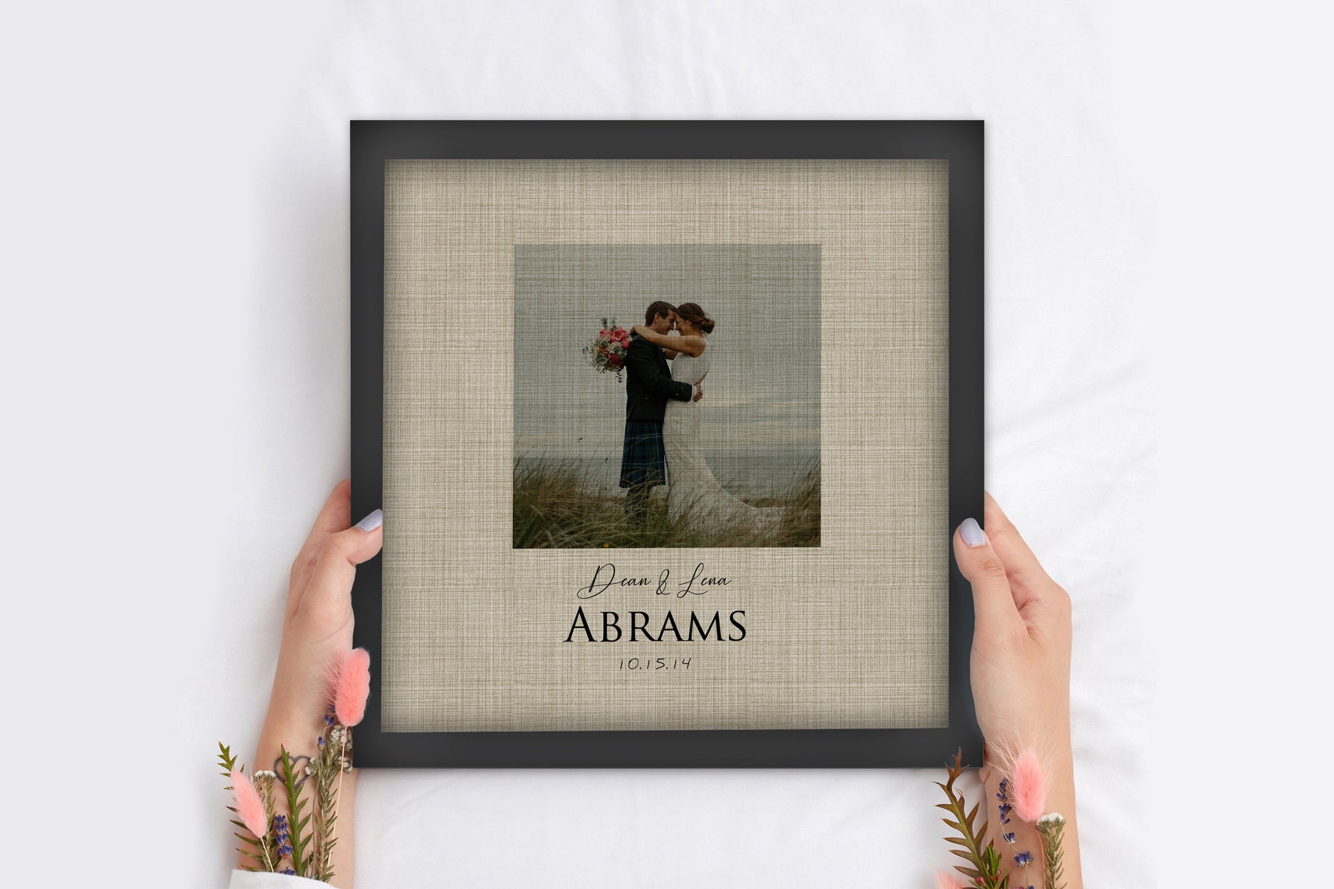 Personalized Portrait on Linen - HoneycombProverbs - Gifts For The Couple - Photo Plaques