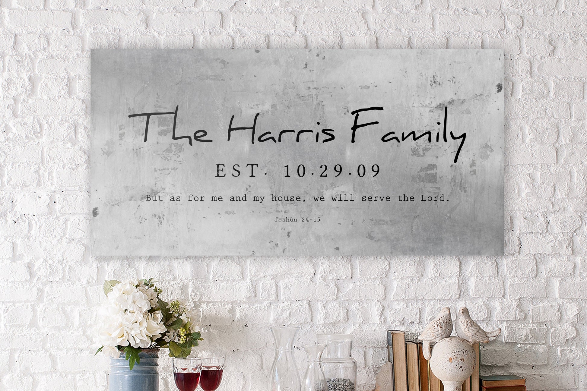 Joshua 24:15 Family Name Sign on Tin - HoneycombProverbs - Signs - Name Signs Wall Art