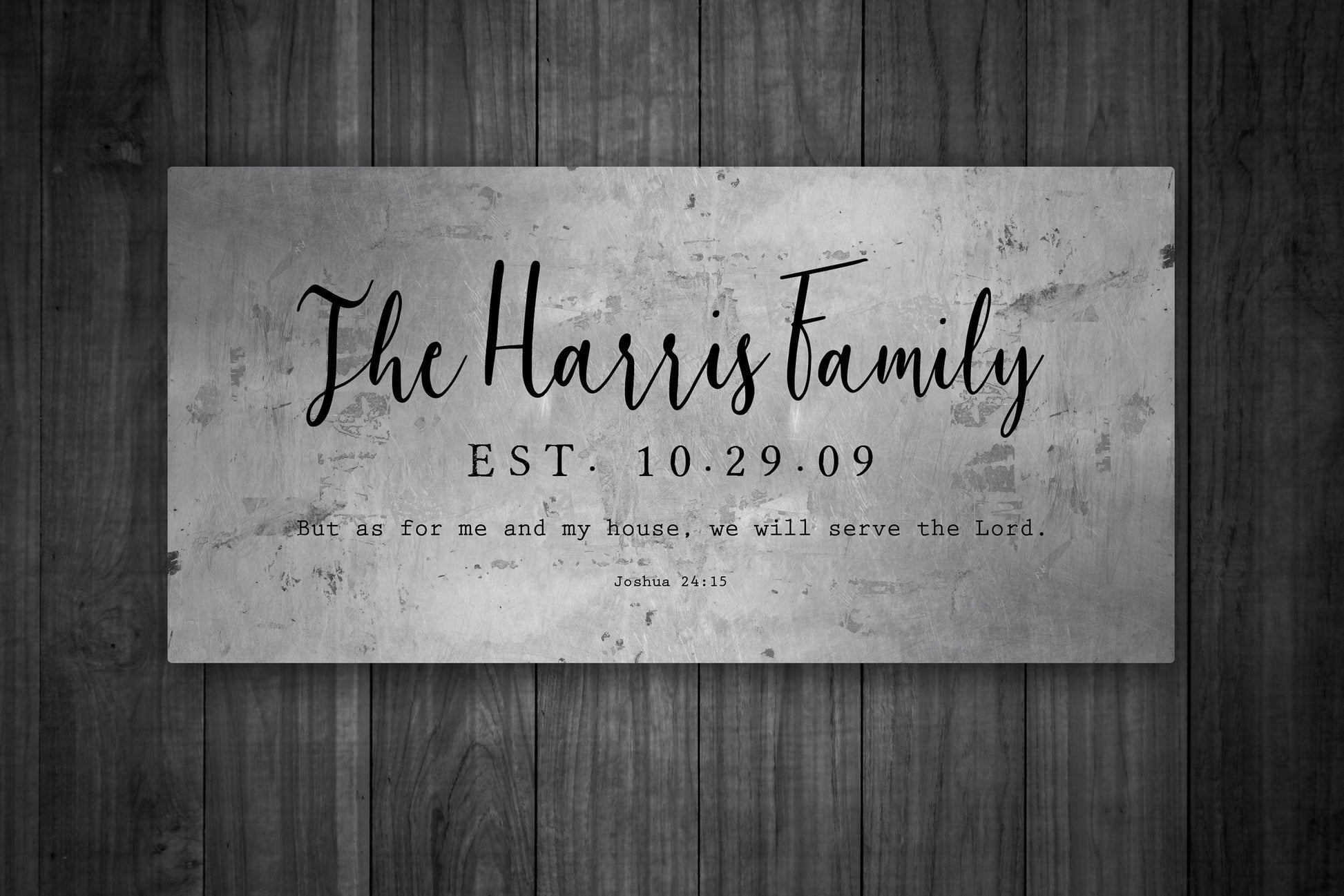 Joshua 24:15 Family Name Sign on Tin - HoneycombProverbs - Signs - Name Signs Wall Art