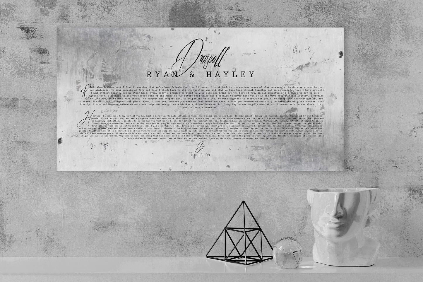 Personalized Distressed Tin Wedding Vow Sign - HoneycombProverbs - Signs - Wedding Vow Wall Art