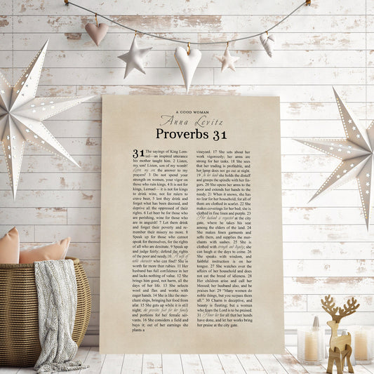 Personalized Proverbs 31 Canvas Wall Art - HoneycombProverbs - Giclée - Christian Wall Art