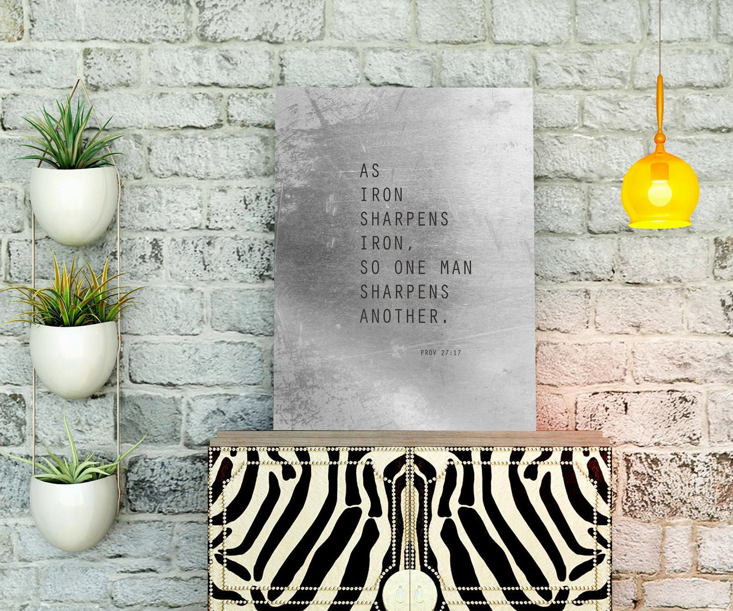 Proverbs 27:17 Grunge Metal Print Sign - HoneycombProverbs - Signs - Christian Wall Art