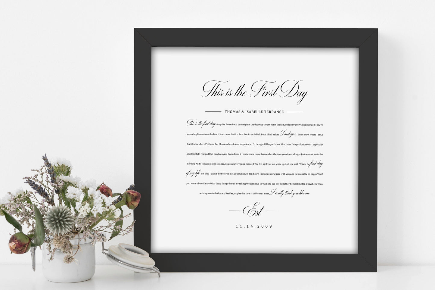 1st Year Anniverary Gift, Paper Anniversary Gift, Song Lyrics on Paper, 1st Wedding Anniversary Gift, Framed Lyric, Song Print, Wedding Gift - HoneycombProverbs - Gifts For The Couple - 1st Year Paper Gifts