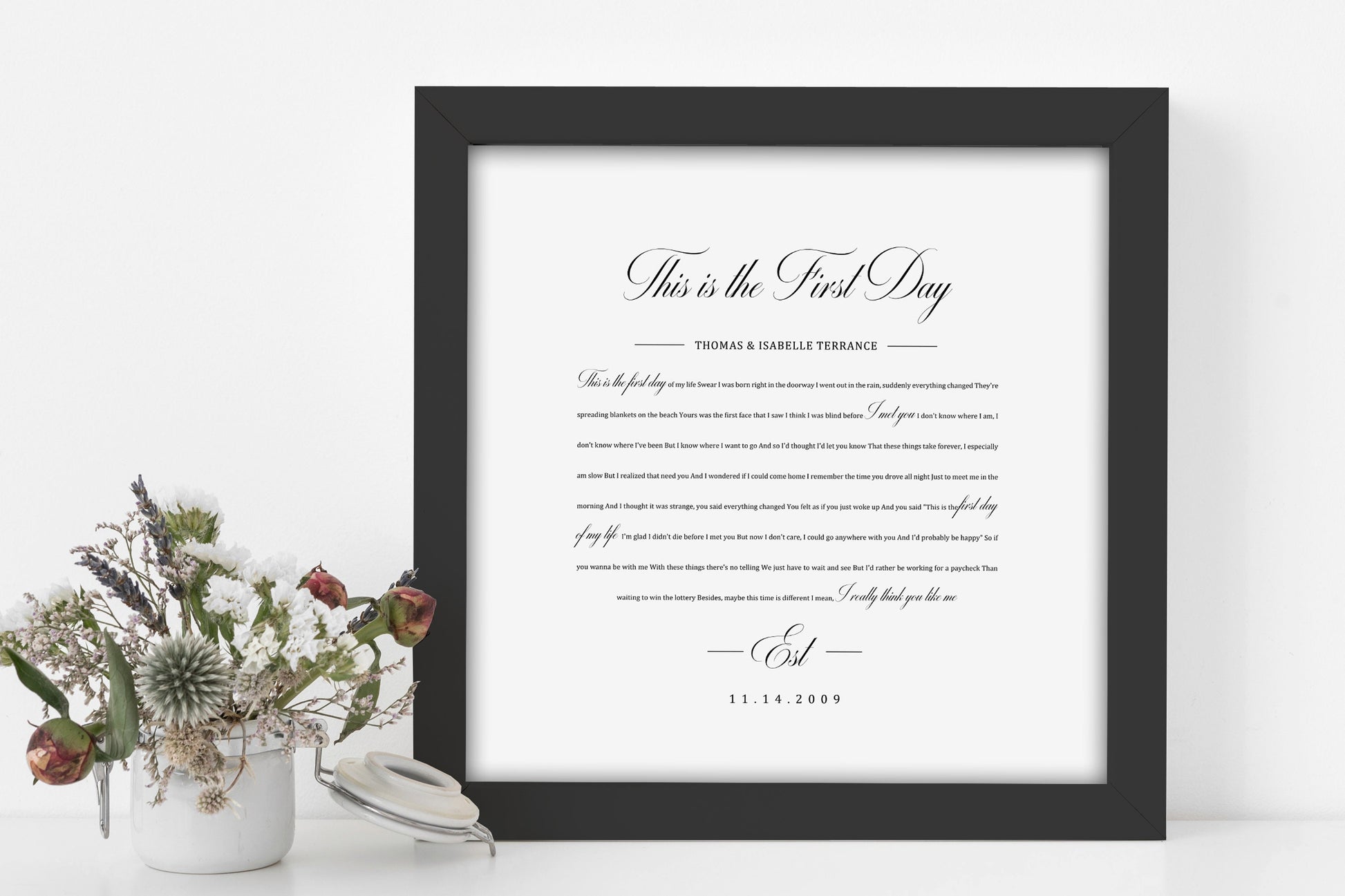 1st Year Anniverary Gift, Paper Anniversary Gift, Song Lyrics on Paper, 1st Wedding Anniversary Gift, Framed Lyric, Song Print, Wedding Gift - HoneycombProverbs - Gifts For The Couple - 1st Year Paper Gifts