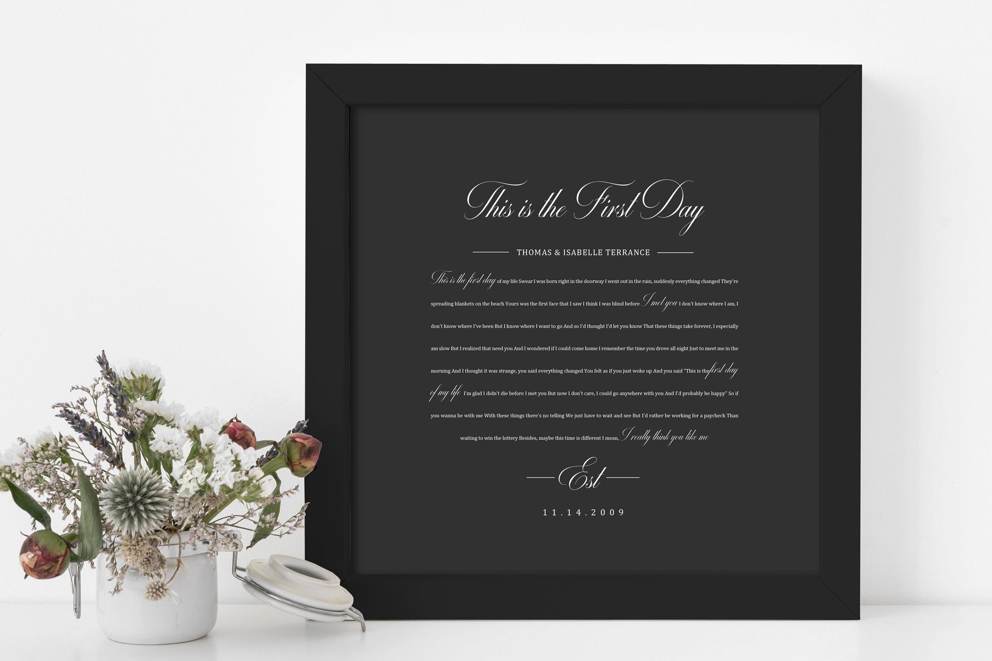 1st Year Anniverary Gift, Paper Anniversary Gift, Song Lyrics on Paper, 1st Wedding Anniversary Gift, Framed Lyric, Song Print, Wedding Gift - HoneycombProverbs - Gifts For The Couple - 1st Year Paper Gifts