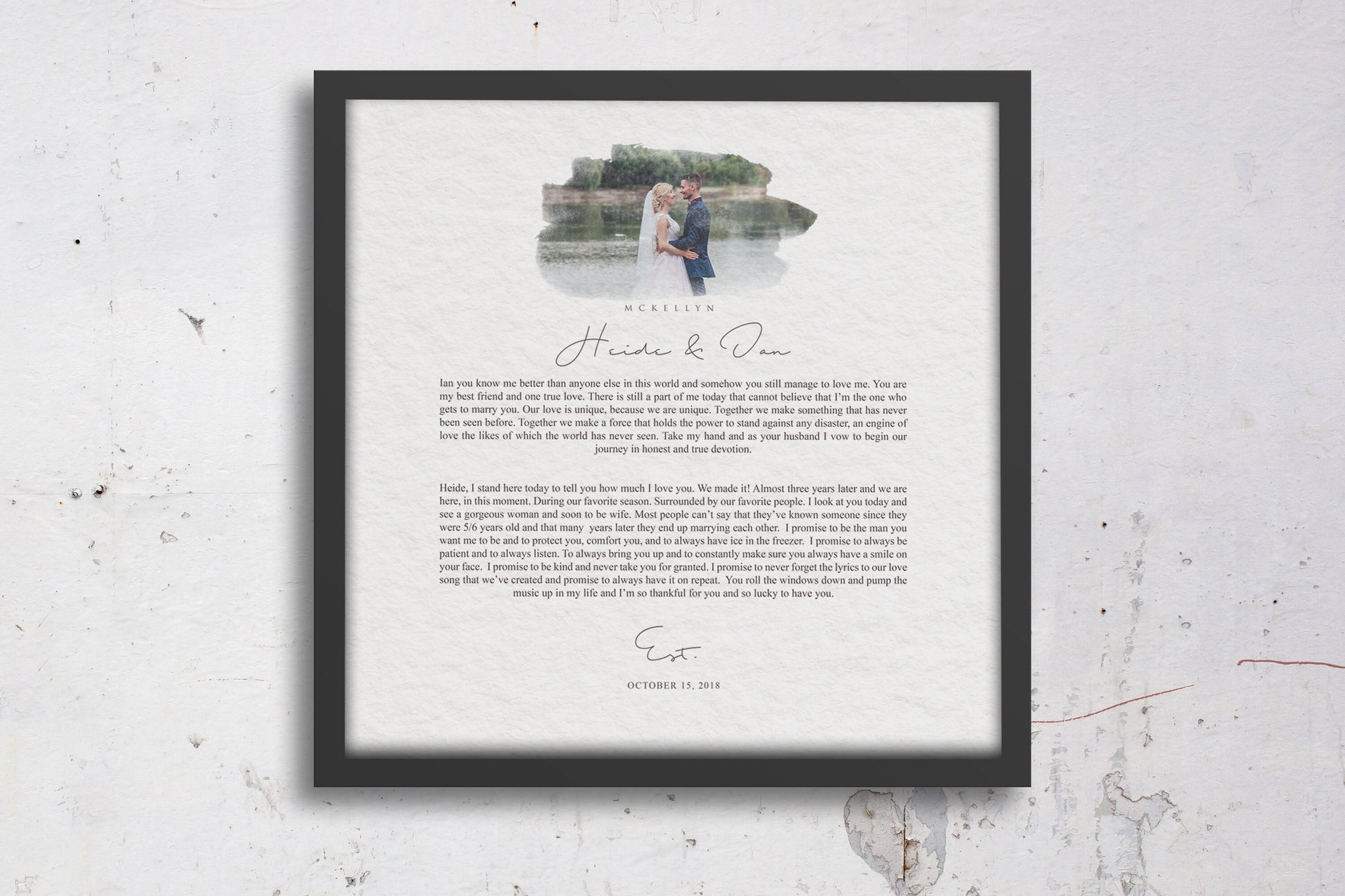 Personalized Wedding Vow Framed Photo Gift - HoneycombProverbs - Wall Hangings - Wedding Vow Wall Art