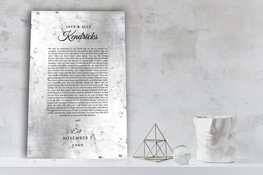 Custom Wedding Vow Metal Print - HoneycombProverbs - Wall Hangings - Wedding Vow Wall Art