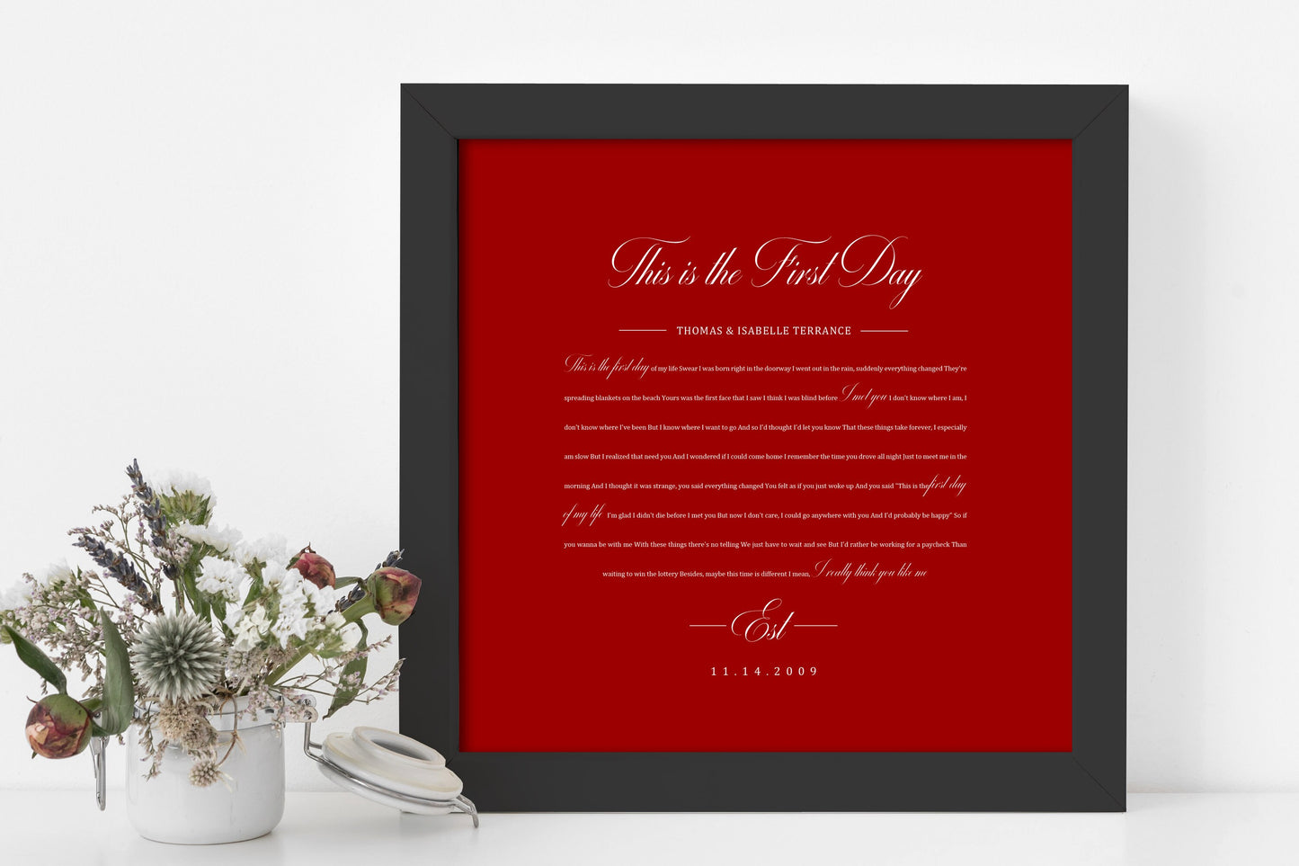 1st Year Anniverary Gift, Paper Anniversary Gift, Song Lyrics on Paper, 1st Wedding Anniversary Gift, Framed Lyric, Song Print, Wedding Gift - HoneycombProverbs - Gifts For The Couple - 1st Year Paper Gifts