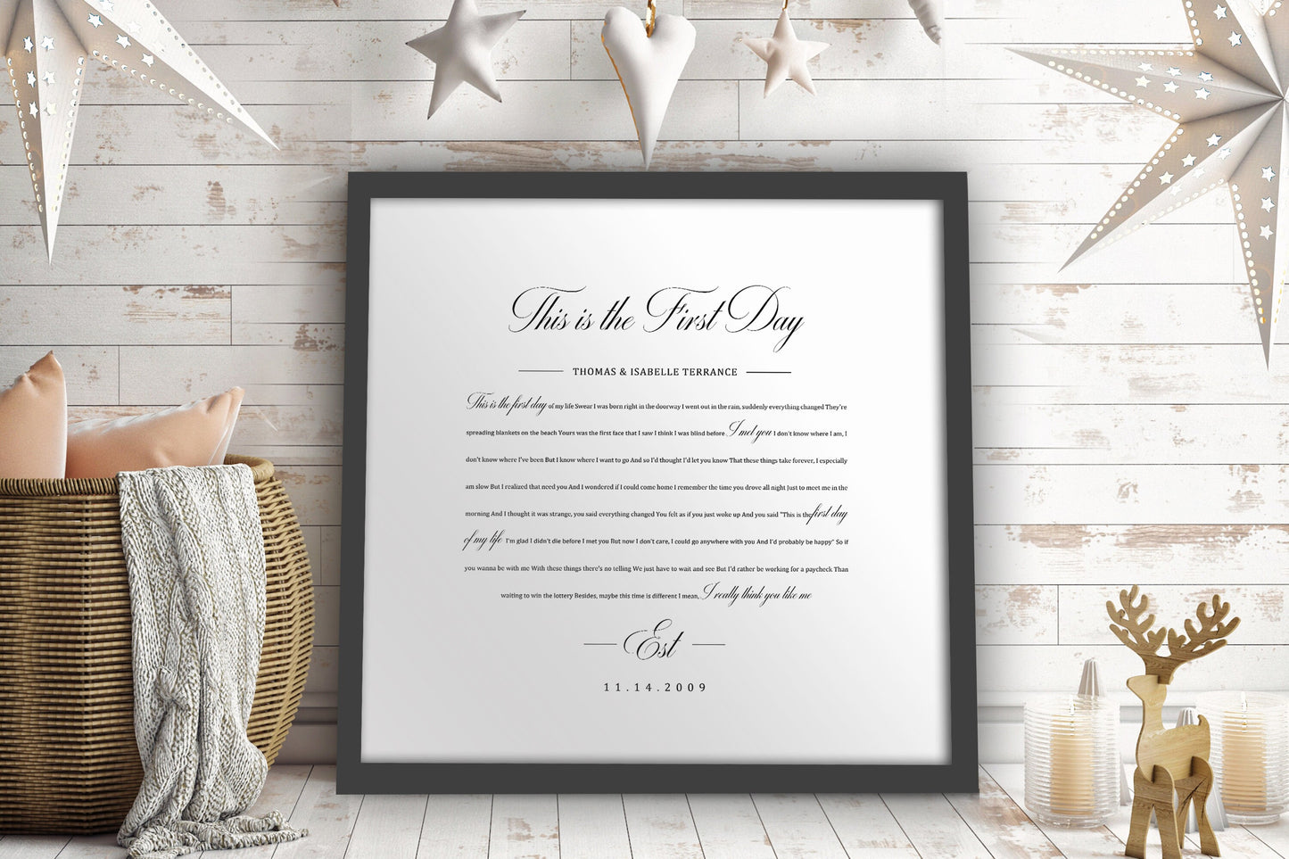 1st Year Anniverary Gift, Paper Anniversary Gift, Song Lyrics on Paper, 1st Wedding Anniversary Gift, Framed Lyric, Song Print, Wedding Gift - HoneycombProverbs - Gifts For The Couple - 1st Year Paper Gifts