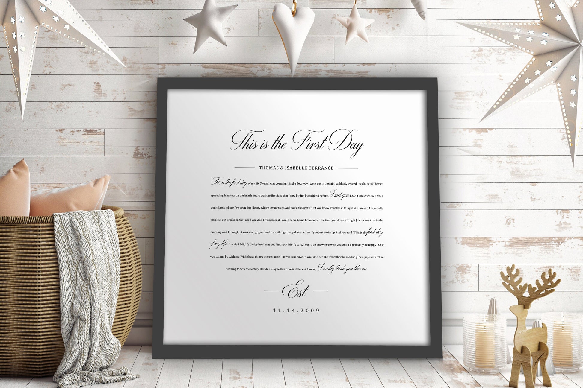 1st Year Anniverary Gift, Paper Anniversary Gift, Song Lyrics on Paper, 1st Wedding Anniversary Gift, Framed Lyric, Song Print, Wedding Gift - HoneycombProverbs - Gifts For The Couple - 1st Year Paper Gifts
