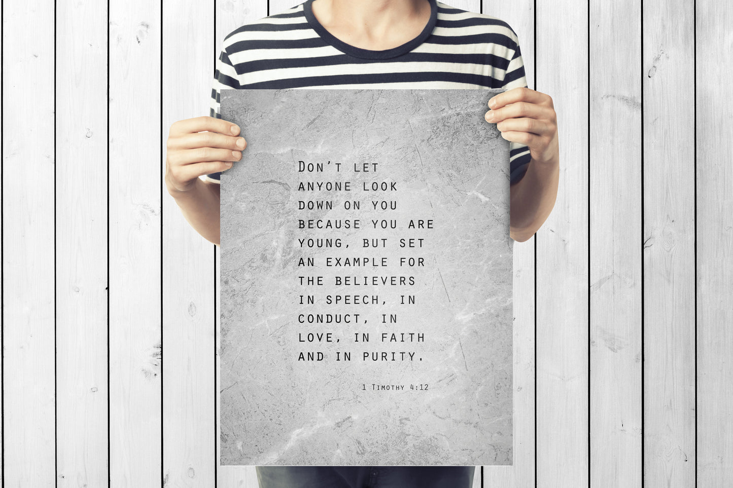 Grunge Scripture Art, 1 Timothy 4:12 Sign - HoneycombProverbs - Signs - Christian Wall Art