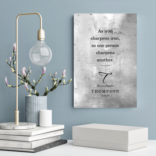 As Iron Sharpens Iron Rustic Christian Wedding Gift - HoneycombProverbs - Gifts For The Couple - Christian Wall Art