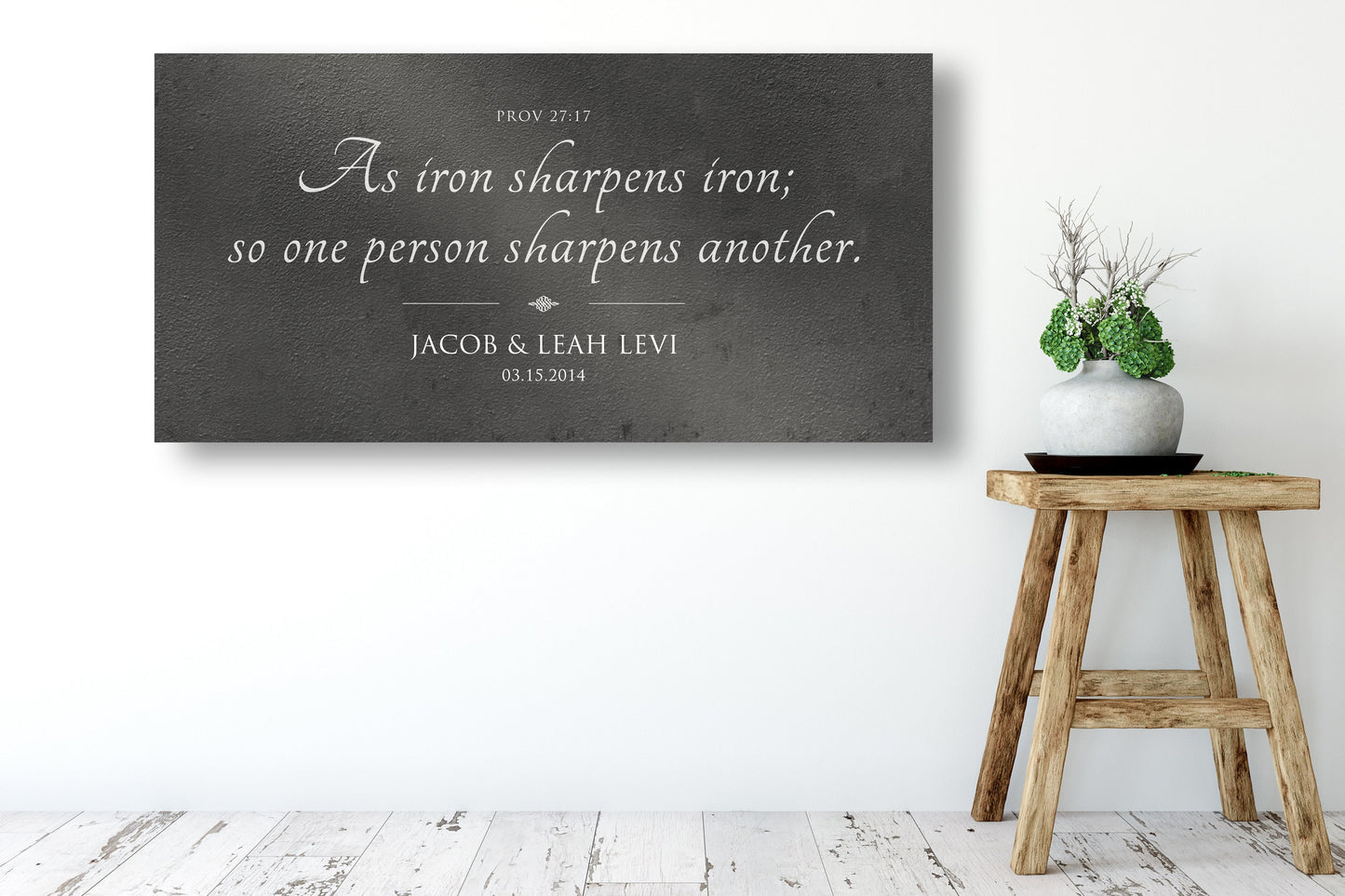 Rustic Scripture Gift - Iron Sharpens Iron Sign - HoneycombProverbs - Gifts For The Couple - Christian Wall Art