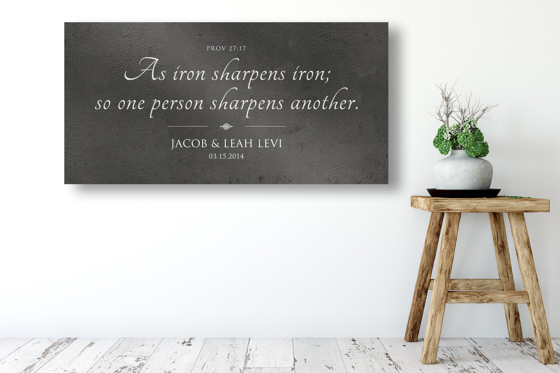 Rustic Scripture Gift - Iron Sharpens Iron Sign - HoneycombProverbs - Gifts For The Couple - Christian Wall Art