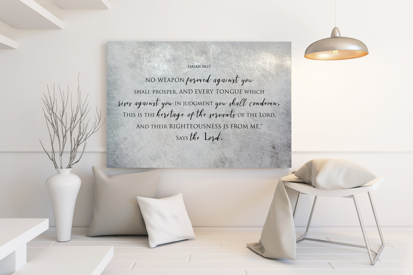 Isaiah 54:17 Distrssed Metal Bible Verse Art - HoneycombProverbs - Wall Decor - Christian Wall Art