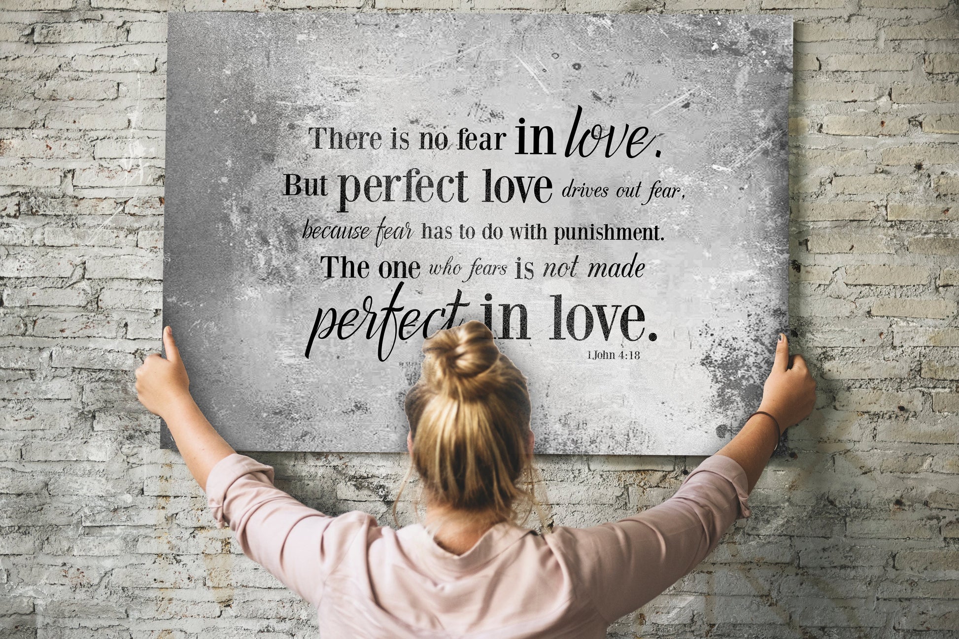 Monogrammed 1 John 4:18 Sign Custom Wedding Plaque - HoneycombProverbs - Wall Decor - Christian Wall Art