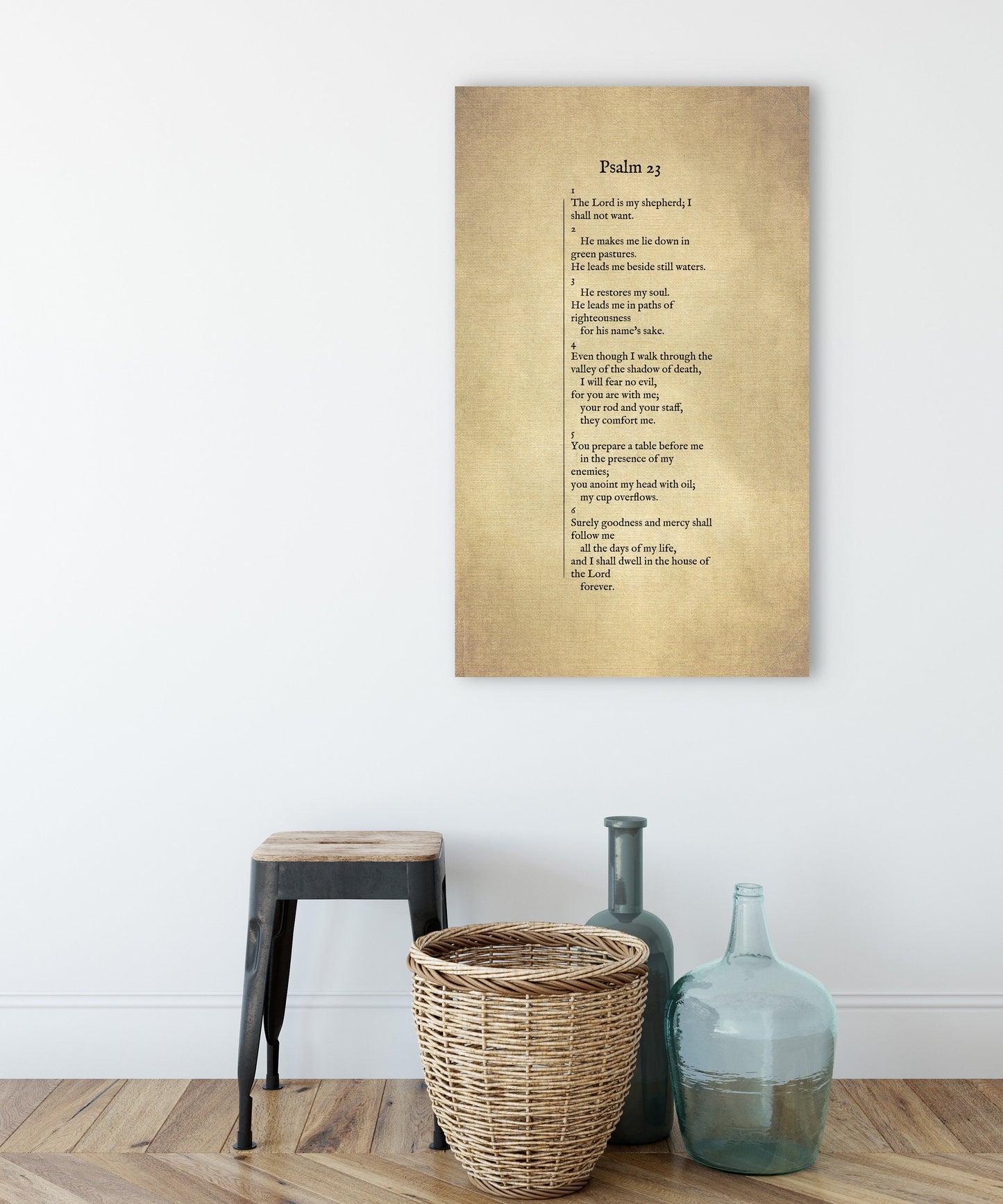 Psalm 23 Antiqued Canvas Wall Art - HoneycombProverbs - Digital Prints - Christian Wall Art