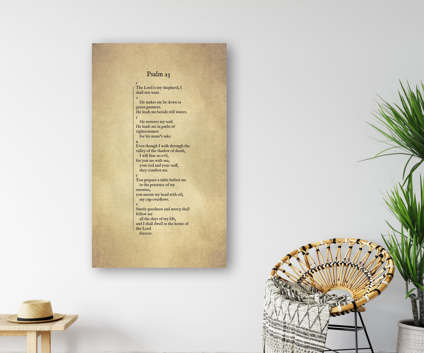 Psalm 23 Antiqued Canvas Wall Art - HoneycombProverbs - Digital Prints - Christian Wall Art