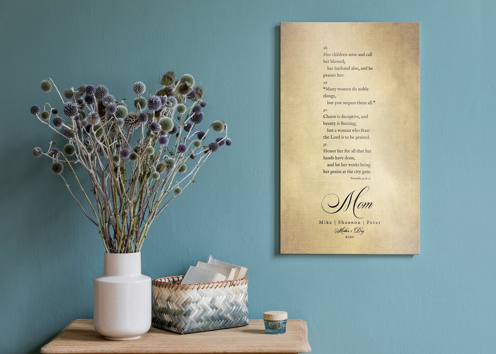 Proverbs 31 on Canvas, Christian Gift for Mom, Personalized Mother's day Gift, Mother's Day Bible Verse, Mother's Day Gift for Wife, Custom - HoneycombProverbs - Wall Decor - Christian Wall Art