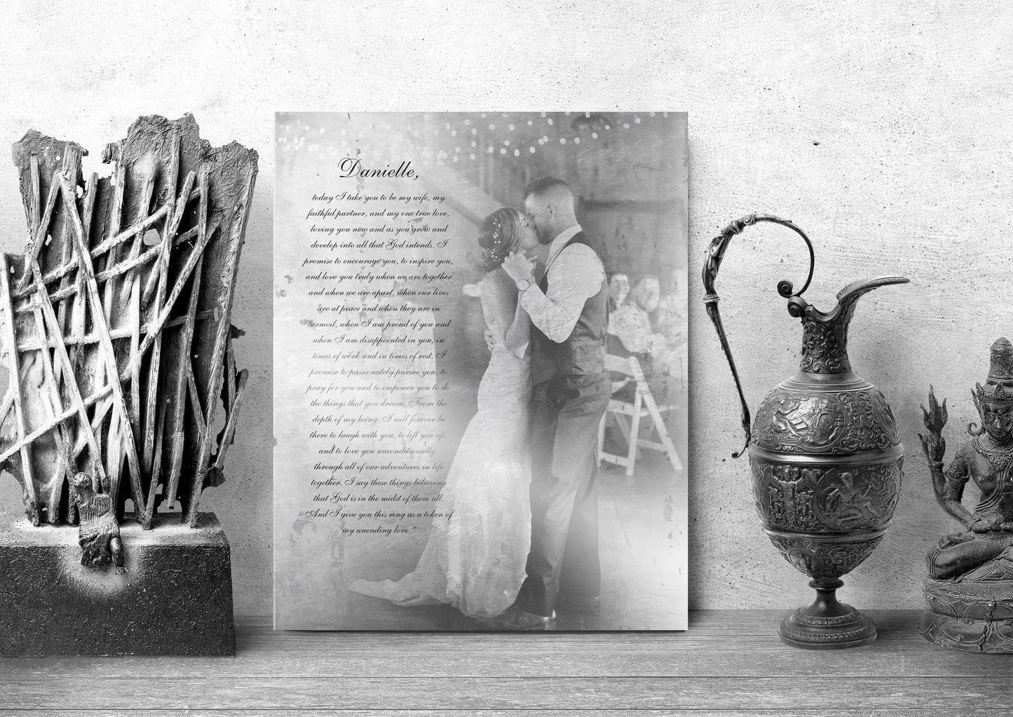 Rustic Tin Photo Gift with Words - HoneycombProverbs - Gifts For The Couple - Photo Plaques