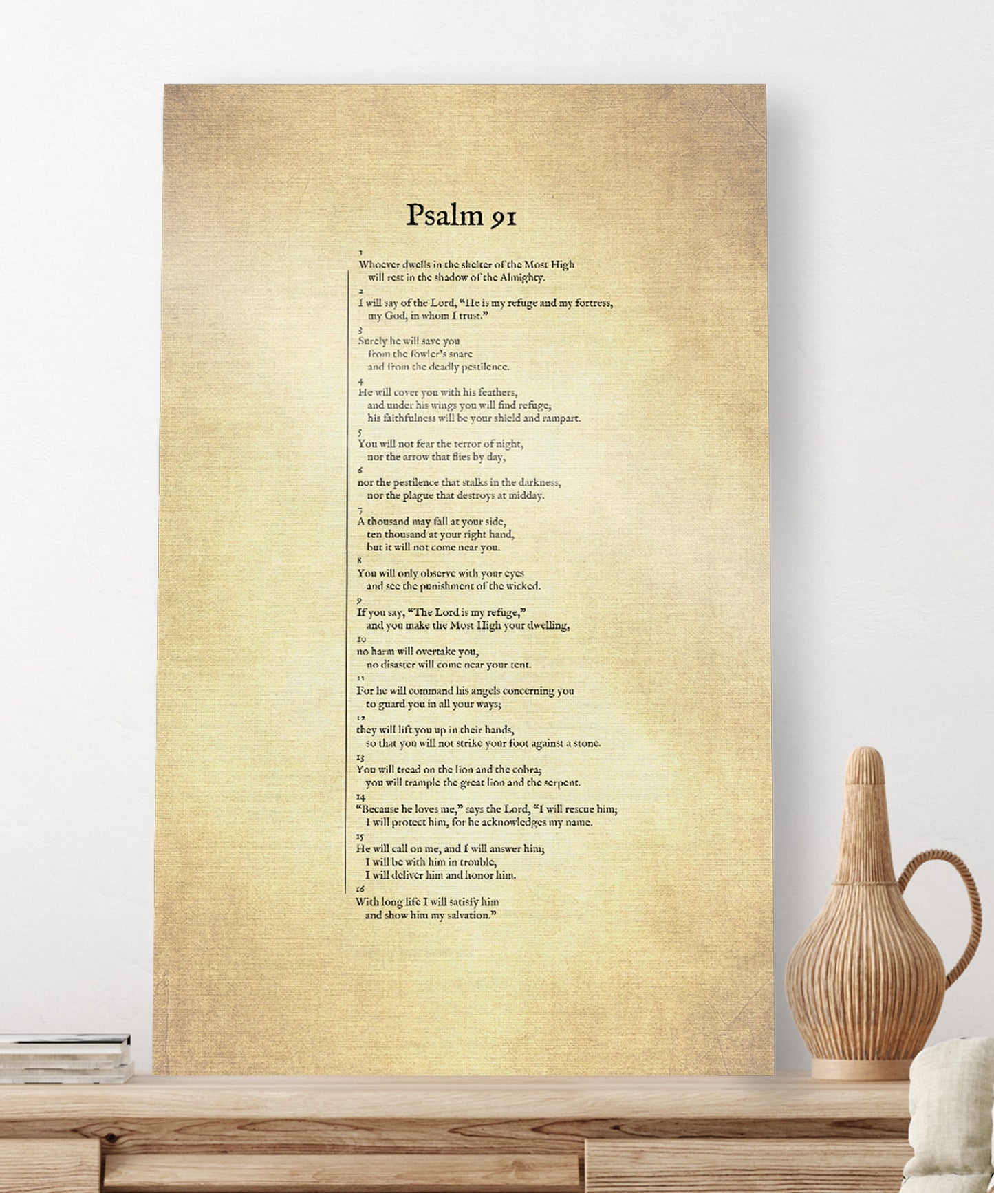 Psalm 91 on Canvas, Christian Wall Art, Inspirational Decor, Scripture Decor, Encouragement Gift, Gift for Mom, Sympathy Gift, Uplifting - HoneycombProverbs - Digital Prints - Christian Wall Art