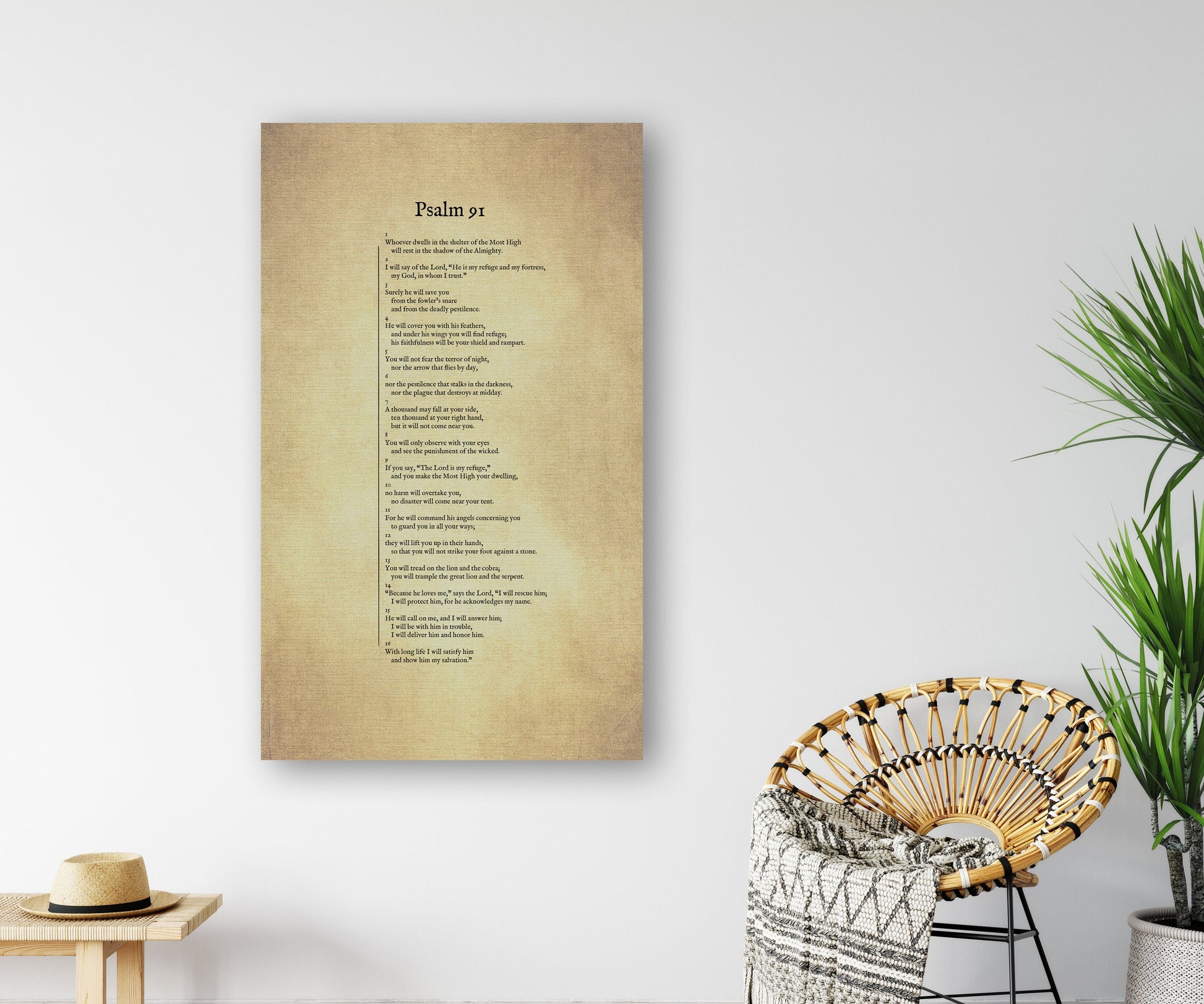 Psalm 91 on Canvas, Christian Wall Art, Inspirational Decor, Scripture Decor, Encouragement Gift, Gift for Mom, Sympathy Gift, Uplifting - HoneycombProverbs - Digital Prints - Christian Wall Art