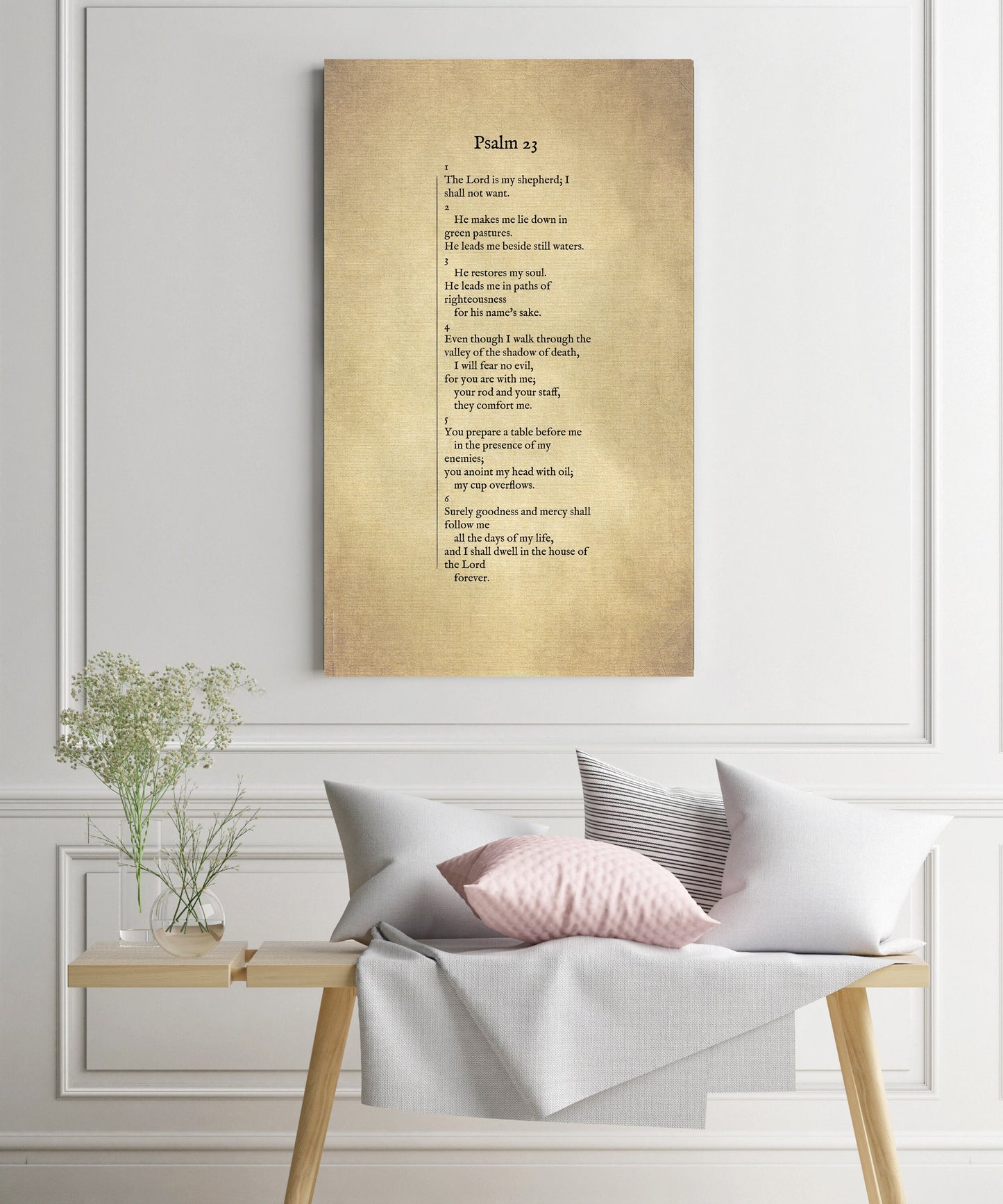 Psalm 23 Antiqued Canvas Wall Art - HoneycombProverbs - Digital Prints - Christian Wall Art