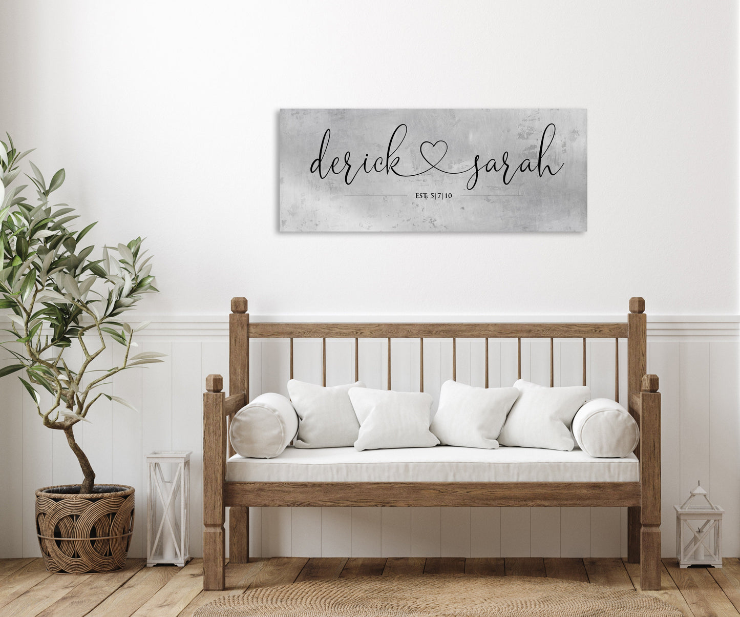 Rustic Heart Name Sign on Tin - HoneycombProverbs - Signs - Tin Anniversary Gifts