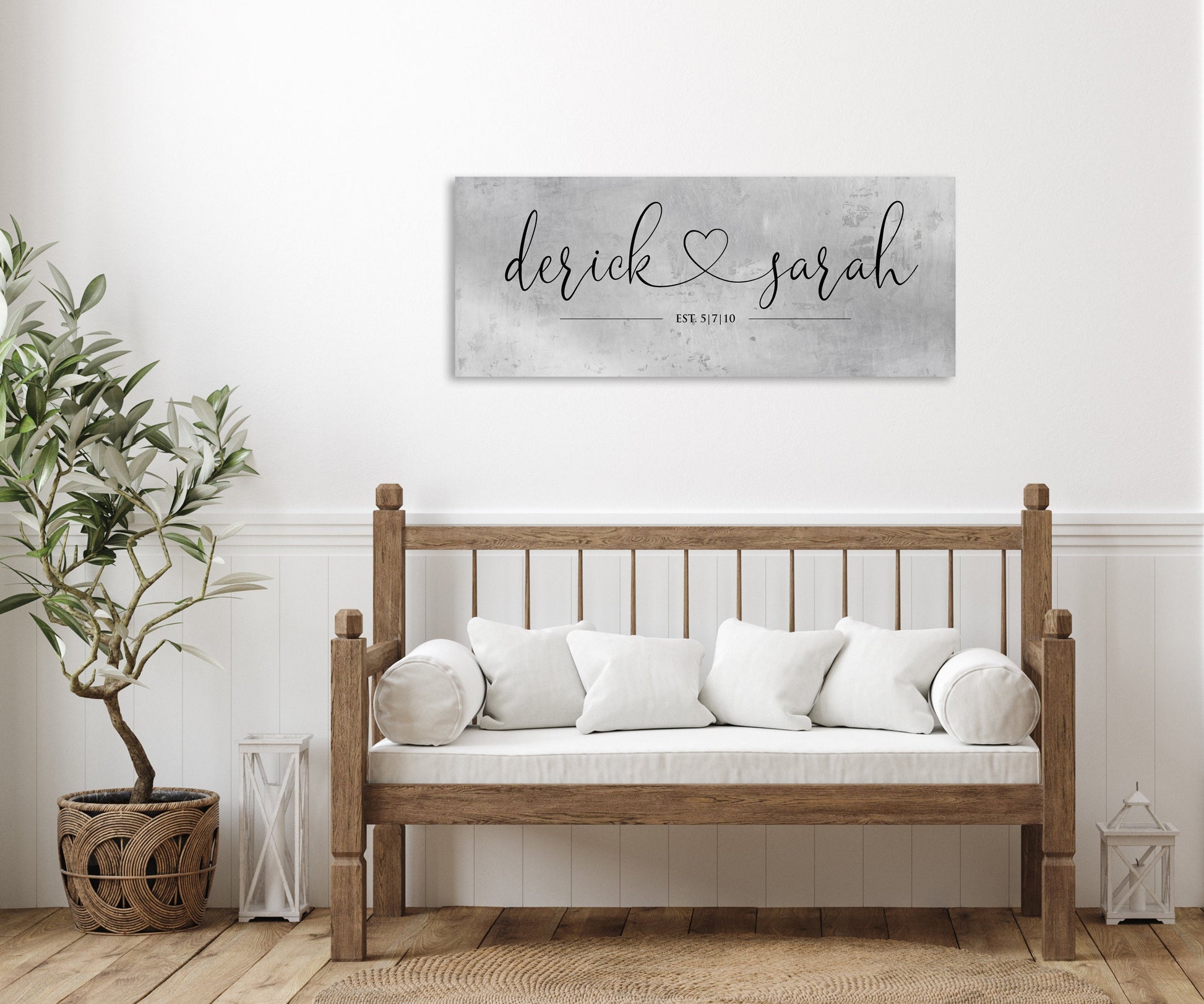 Rustic Heart Name Sign on Tin - HoneycombProverbs - Signs - Tin Anniversary Gifts